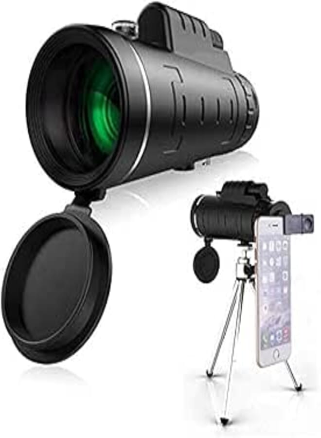 Monocular Telescope 40X60 High Power, Waterproof Compact Monoculars with Smartphone Tripod and Mounting Adapter, BAK4 Multi -Layer Zoom Lens for Hunting Bird Watching